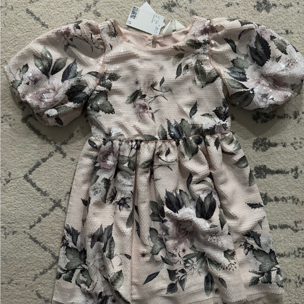 H&M Pink Floral Puff Sleeve Dress